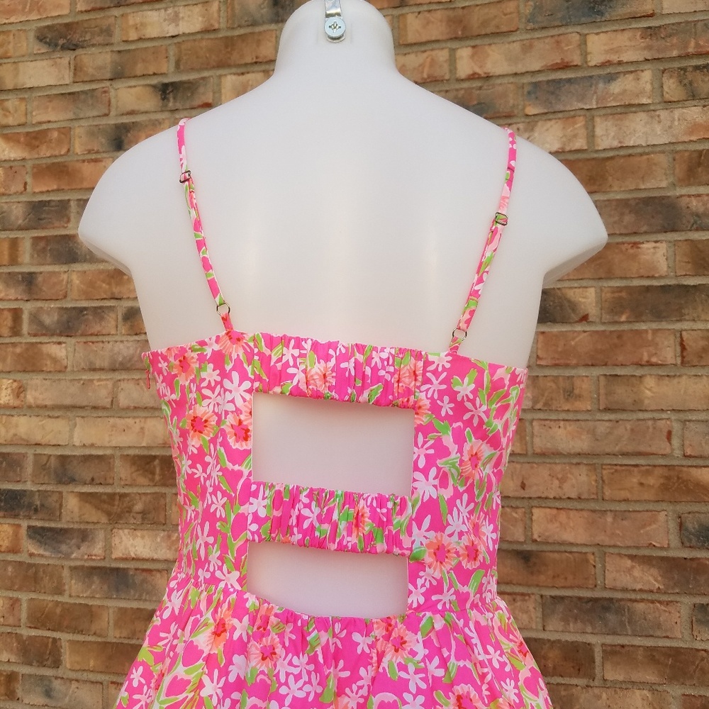 Lilly Pulitzer Cut Out Floral Sundress with Spagatti Straps Sz 8 - Picture 4 of 6